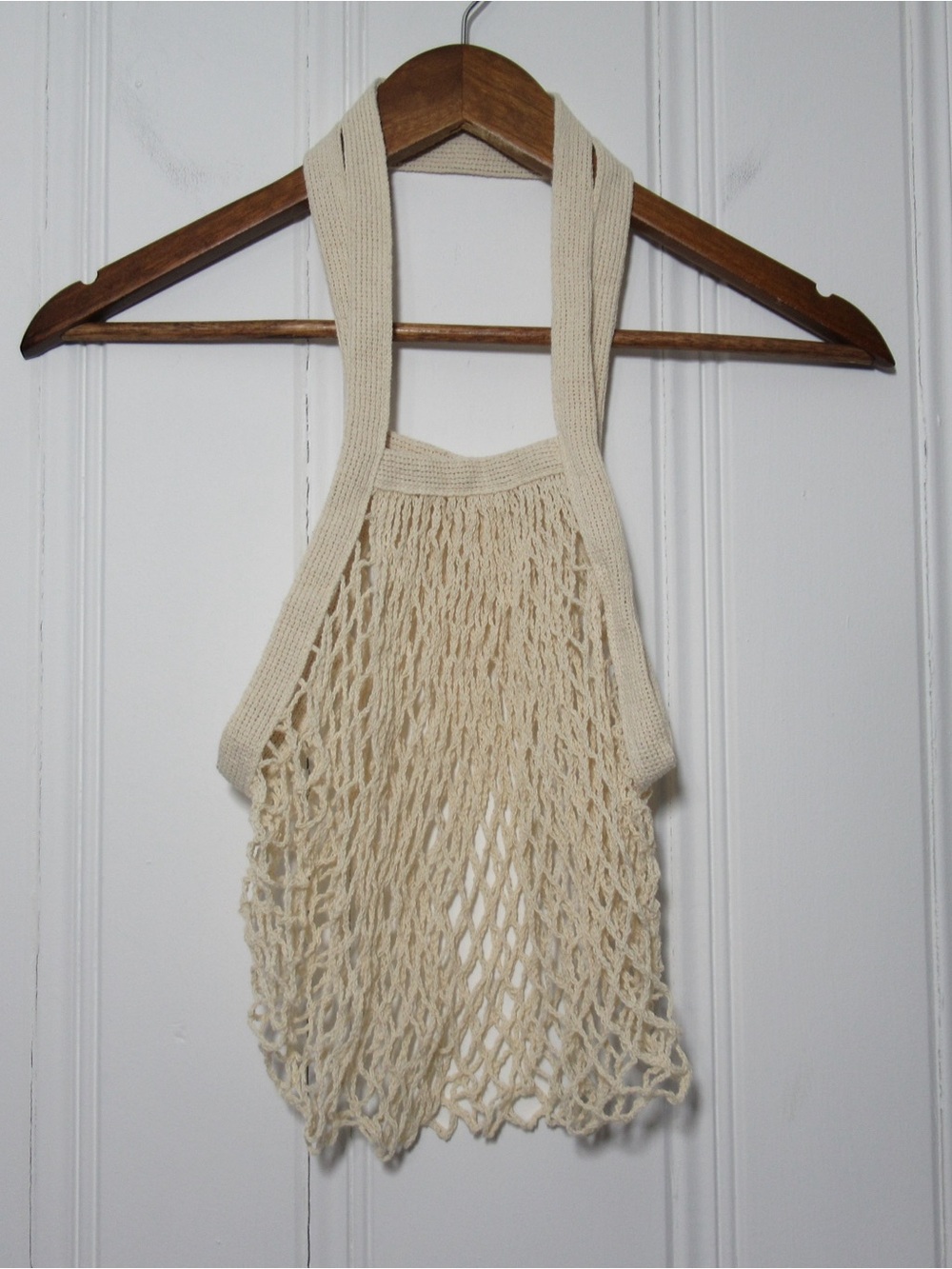 Beige Crochet Net Bag Market Tote Bag - Picture 1 of 6